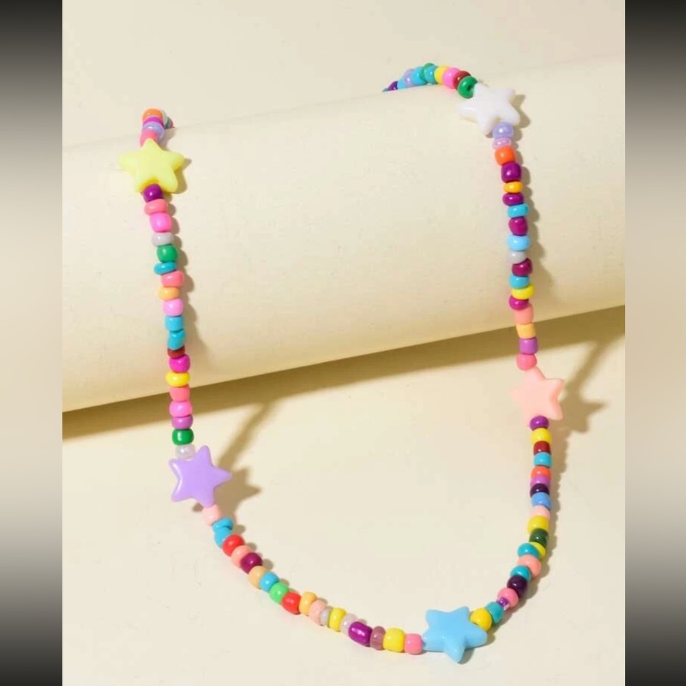 ⭐️ Fun Playful Colorful Beaded Star Necklace ⭐️